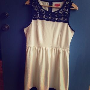 14 Elle White and Black Lace Ponte Dress